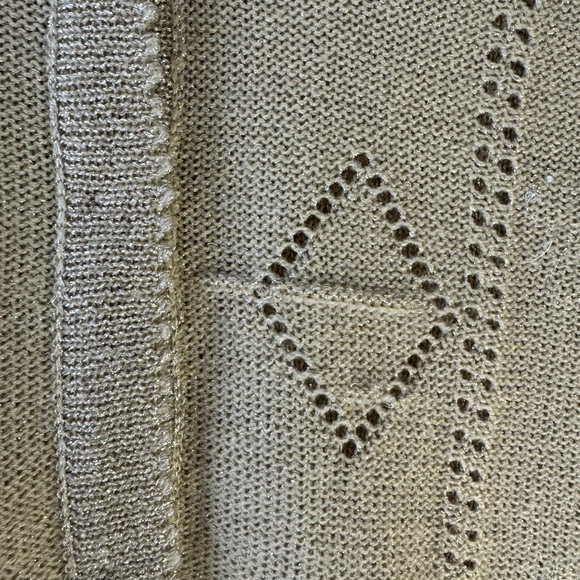 Vintage CRICKET LANE Metallic Gold Fancy Vest PM Petite Cardigan Sweater Jersey - Picture 16 of 17